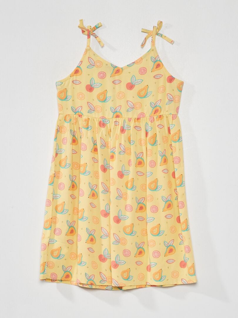 Soepelvallende jurk met print WIT - Kiabi