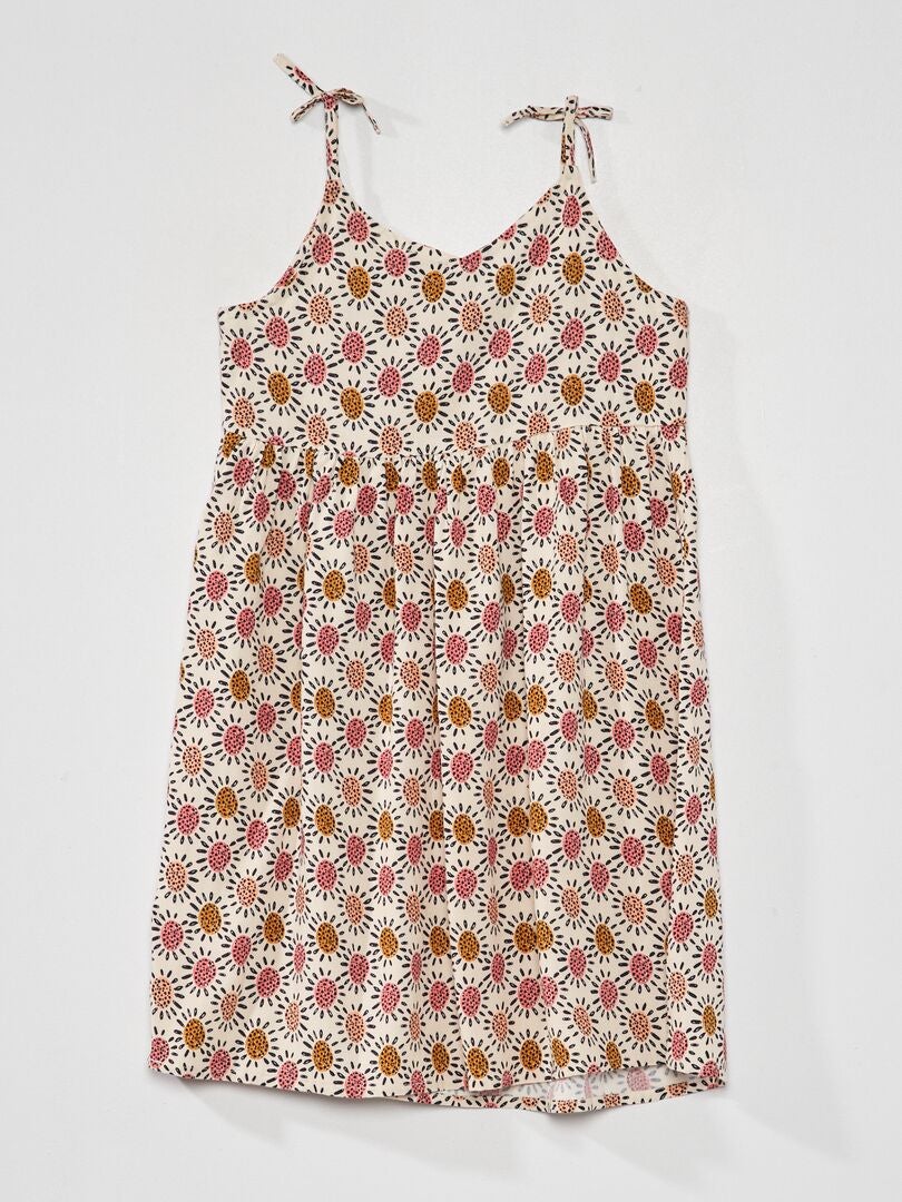 Soepelvallende jurk met print WIT - Kiabi
