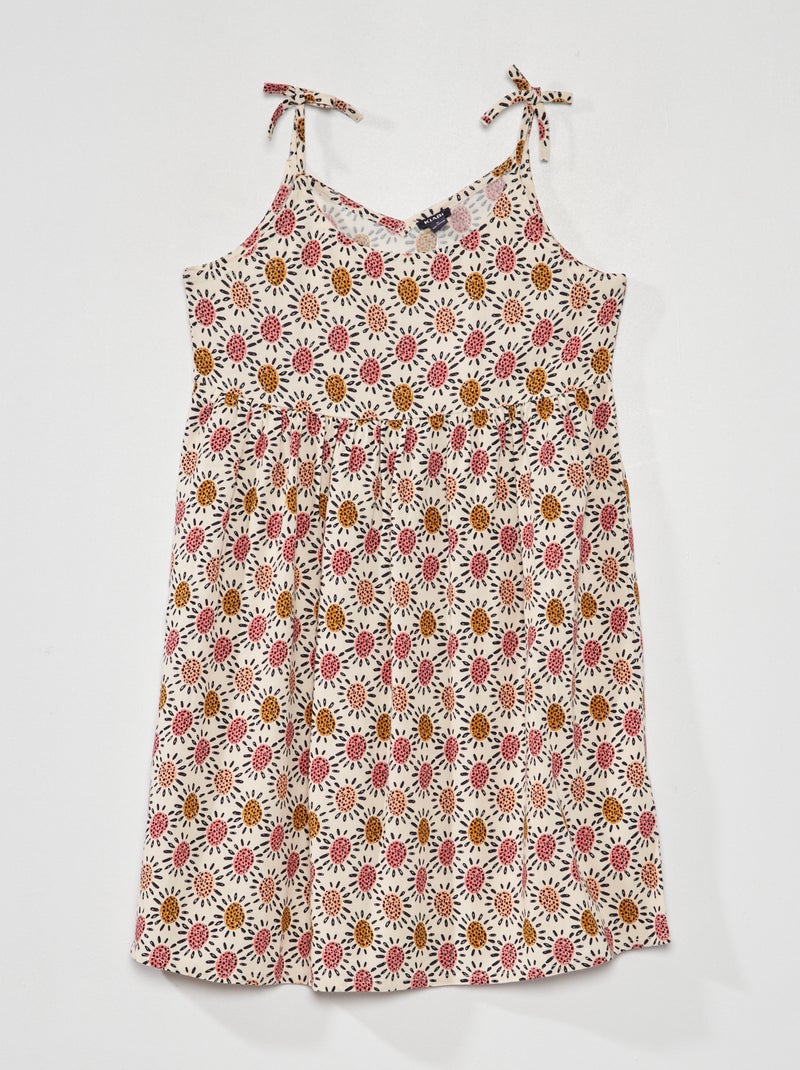Soepelvallende jurk met print WIT - Kiabi