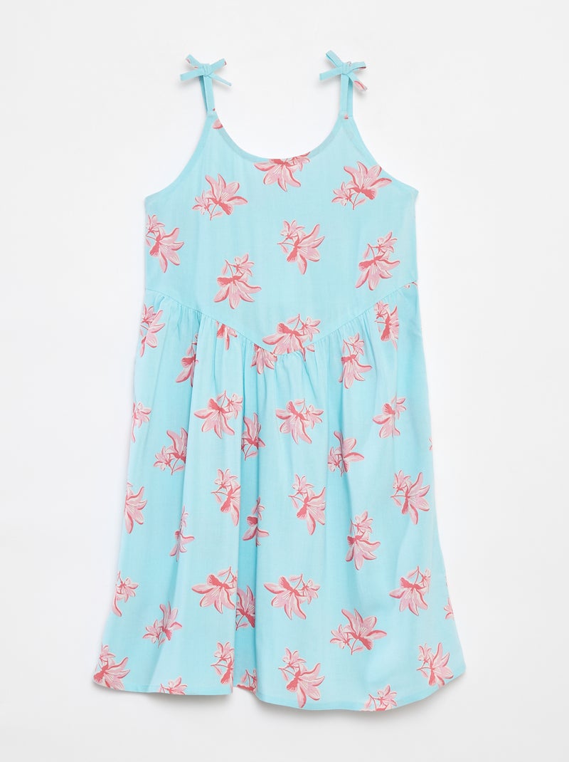 Soepelvallende jurk met spaghettibandjes en all-over motiefje Blauw - Kiabi