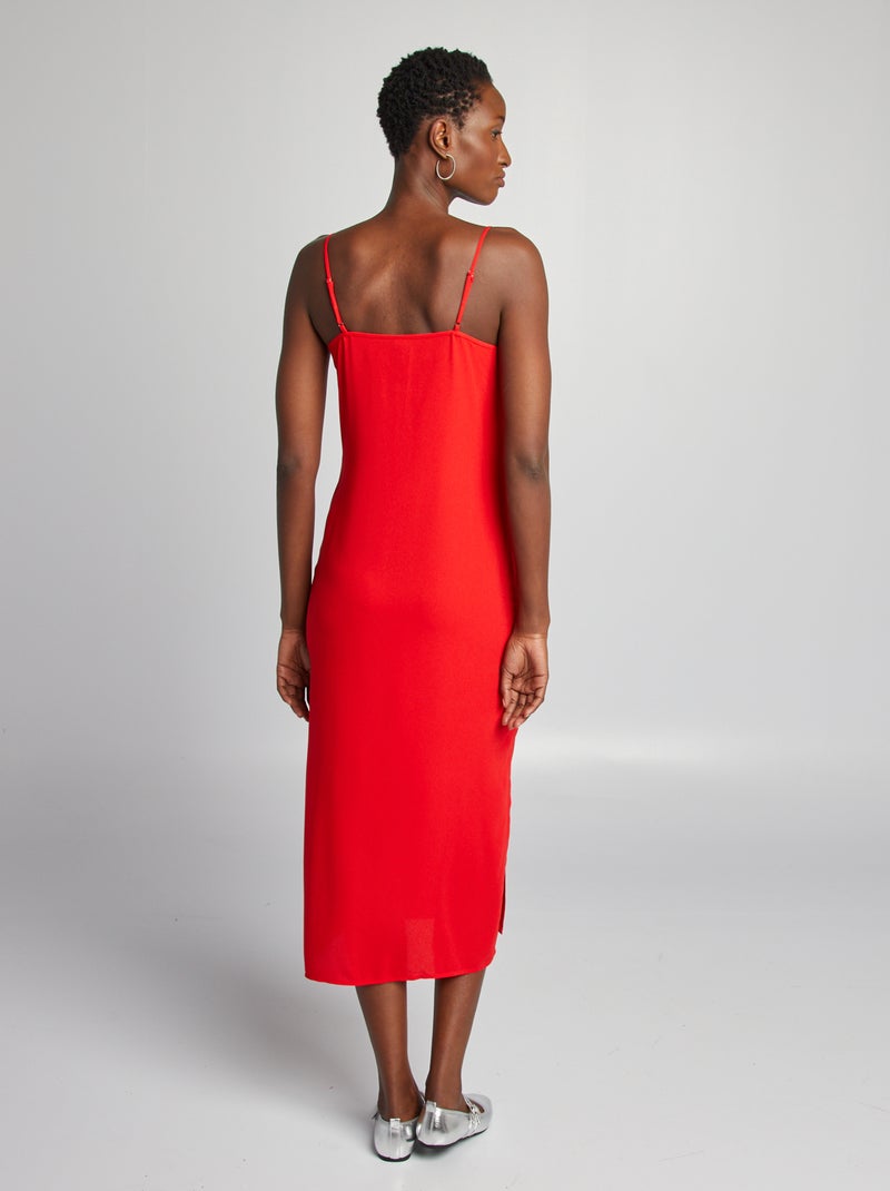 Soepelvallende jurk met watervalhals ROOD - Kiabi