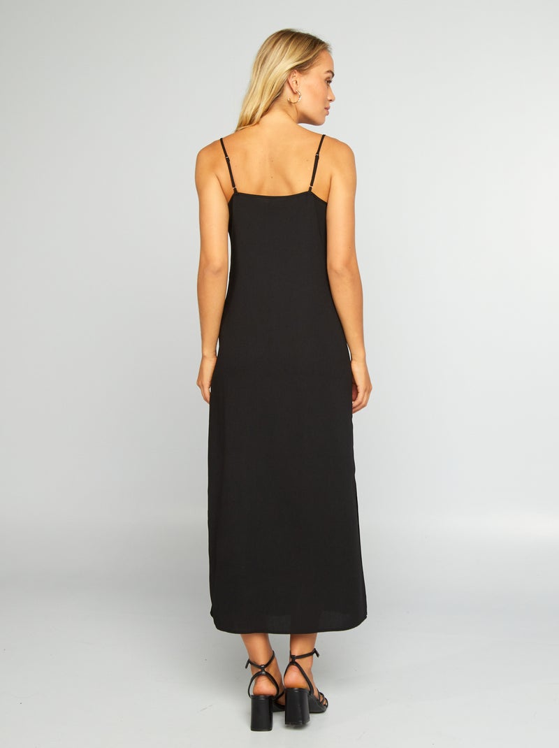 Soepelvallende jurk met watervalhals zwart - Kiabi