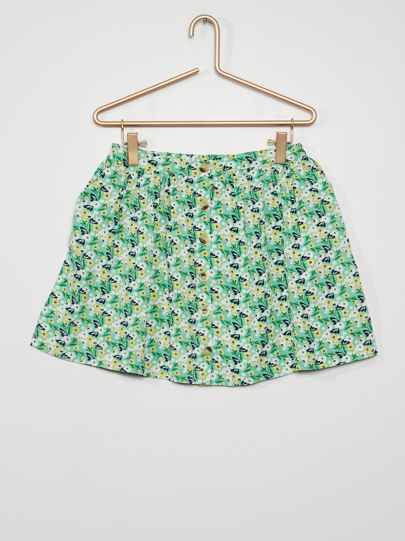 Soepelvallende rok met print GROEN - Kiabi