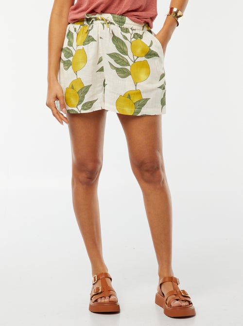 Soepelvallende short met citroenprint - Kiabi