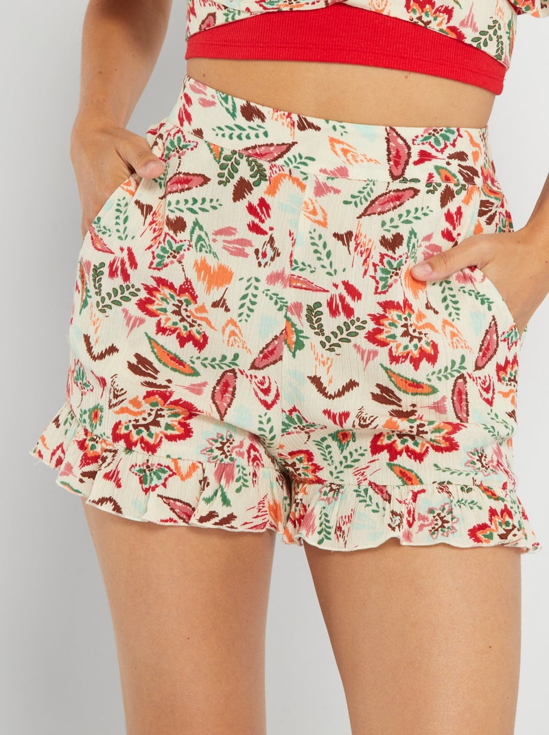 Soepelvallende short met print WIT - Kiabi