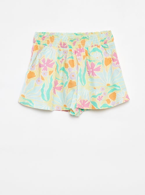 Soepelvallende short van linnenmix met print - Kiabi