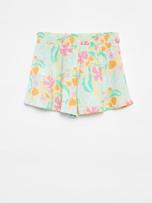 Soepelvallende short van linnenmix met print - Kiabi