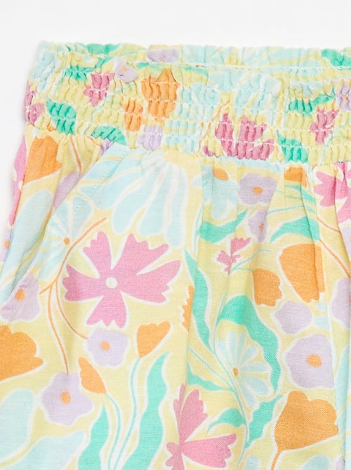 Soepelvallende short van linnenmix met print - Kiabi