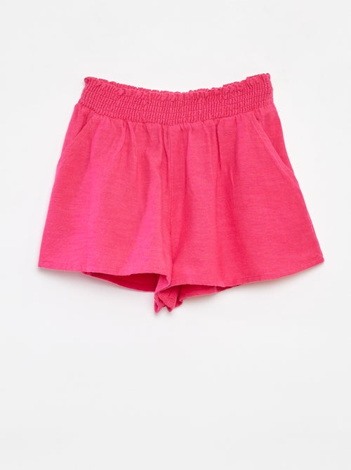 Soepelvallende short van linnenmix met print - Kiabi