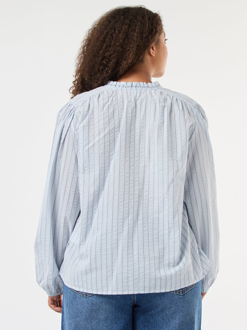 Soepelvallende top met smal strepenmotief Blauw - Kiabi