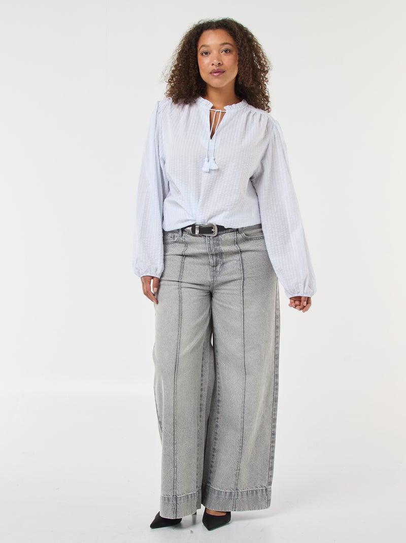 Soepelvallende top met smal strepenmotief Blauw - Kiabi