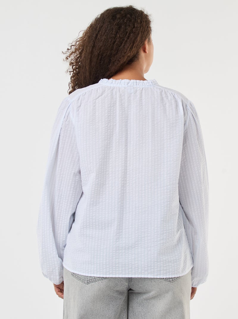 Soepelvallende top met smal strepenmotief Blauw - Kiabi