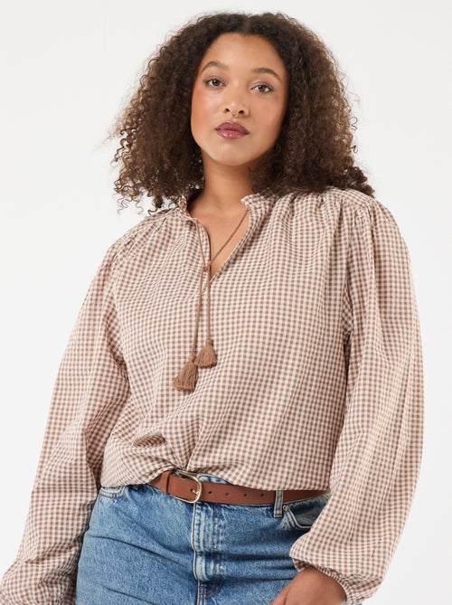 Soepelvallende top met vichyruitje - Kiabi