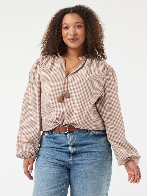 Soepelvallende top met vichyruitje - Kiabi