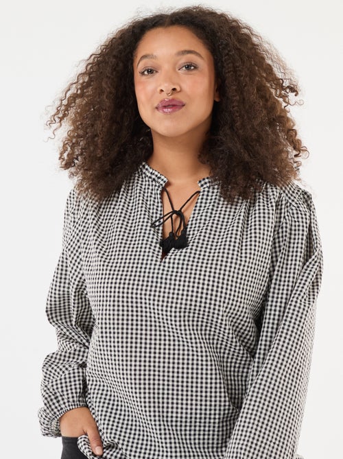 Soepelvallende top met vichyruitje - Kiabi