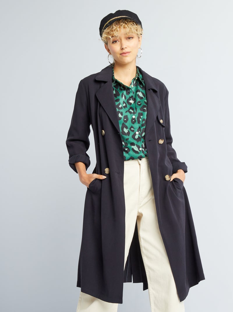 Soepelvallende trenchcoat GRIJS - Kiabi