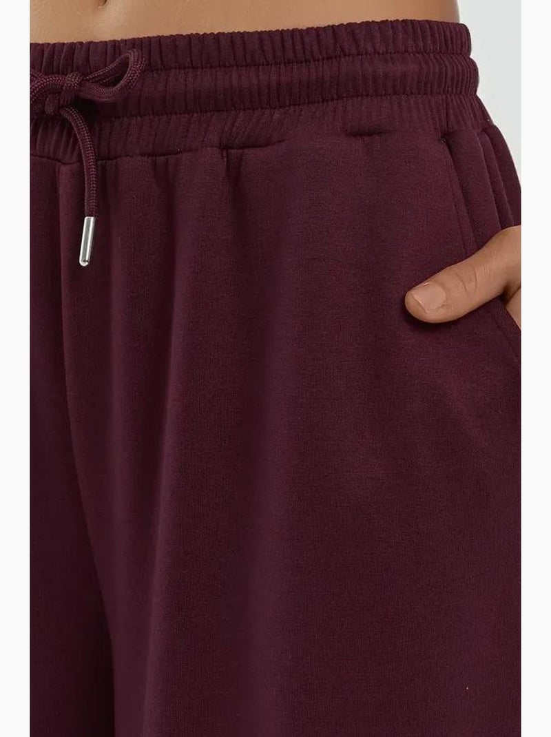 Soft modal touch sweatpants met wijde pijpen hiccup Bordeauxrood - Kiabi