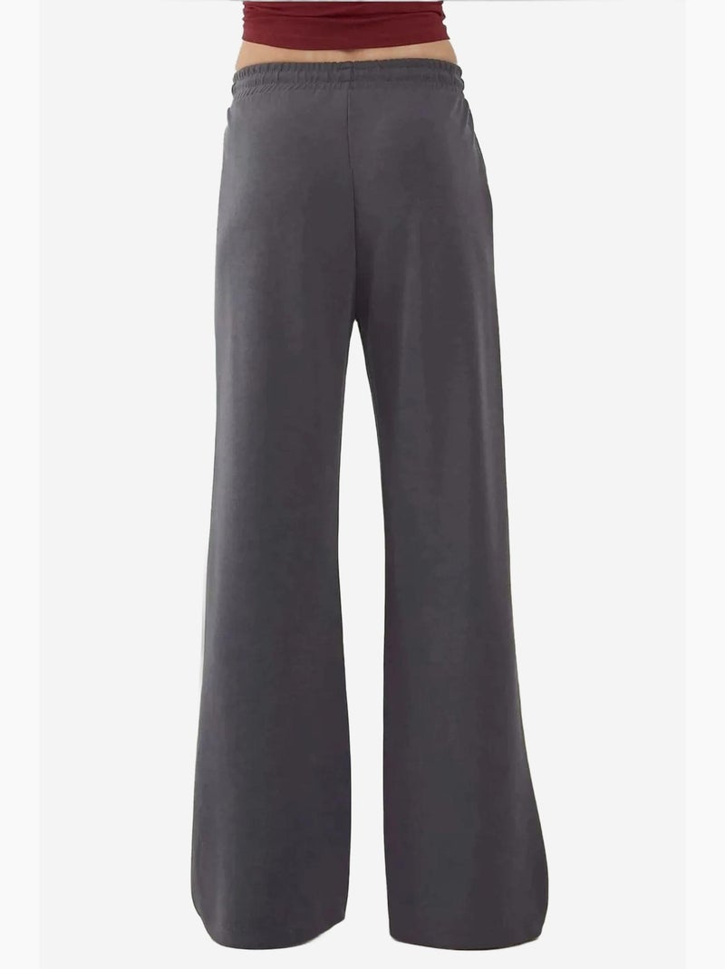 Soft modal touch sweatpants met wijde pijpen hiccup Grijs Zwart - Kiabi