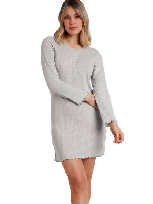 Soft nachthemd met lange mouwen canale - Kiabi Soft nachthemd met lange mouwen canale - Kiabi