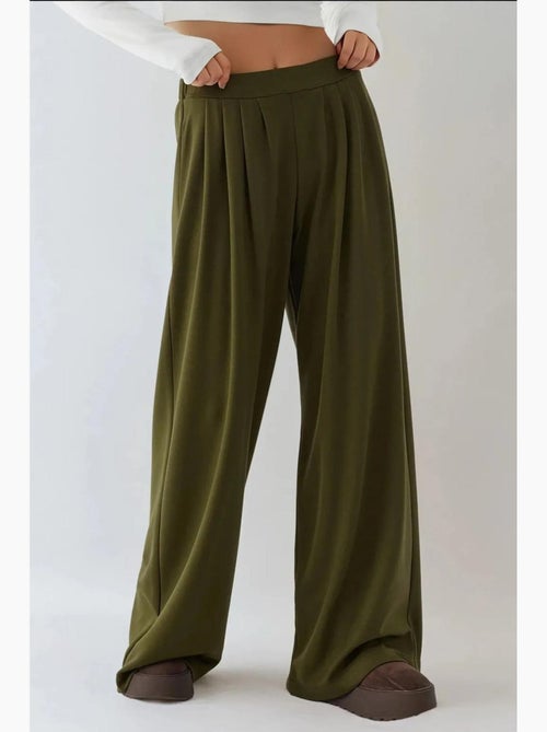 Soft touch geplooide broek met wijde pijpen hiccup - Kiabi