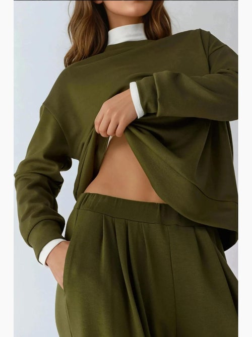 Soft touch geplooide broek met wijde pijpen hiccup - Kiabi