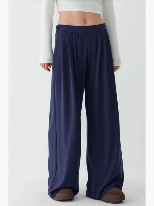 Soft touch geplooide broek met wijde pijpen hiccup - Kiabi
