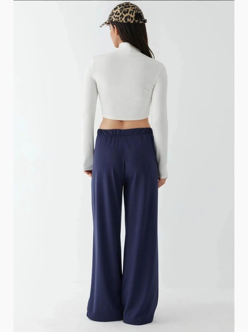 Soft touch geplooide broek met wijde pijpen hiccup - Kiabi