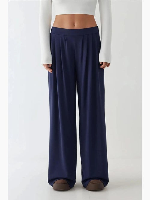 Soft touch geplooide broek met wijde pijpen hiccup - Kiabi