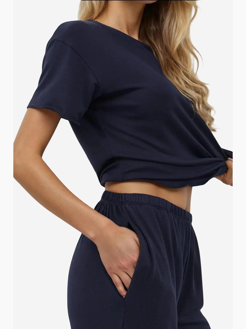 Soft touch homewear relax fit pyjamaset hiccup Marineblauw - Kiabi