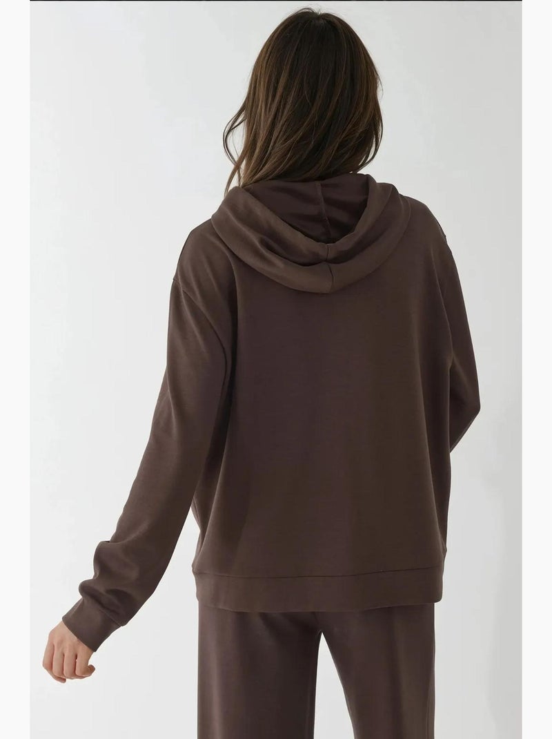 Soft-touch hoodie-sweatshirt met volledige ritssluiting hiccup Lichtbruin - Kiabi