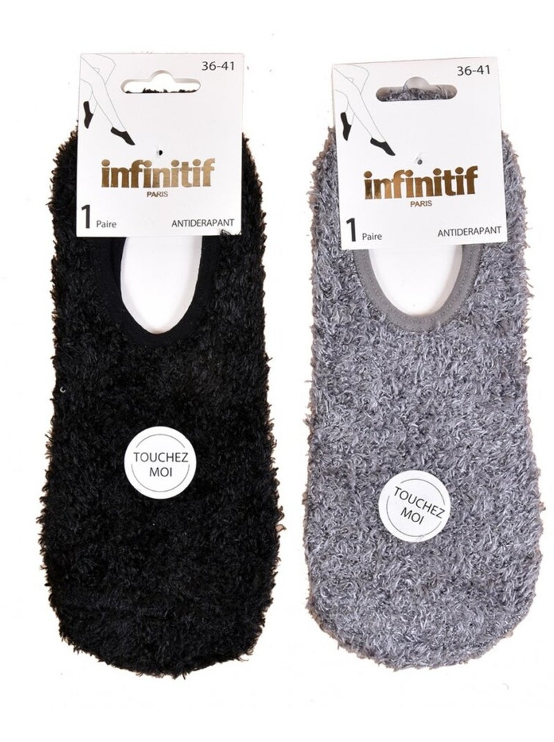 Sokken dames INFINITIF - Set van 2 Zwart Grijs - Kiabi