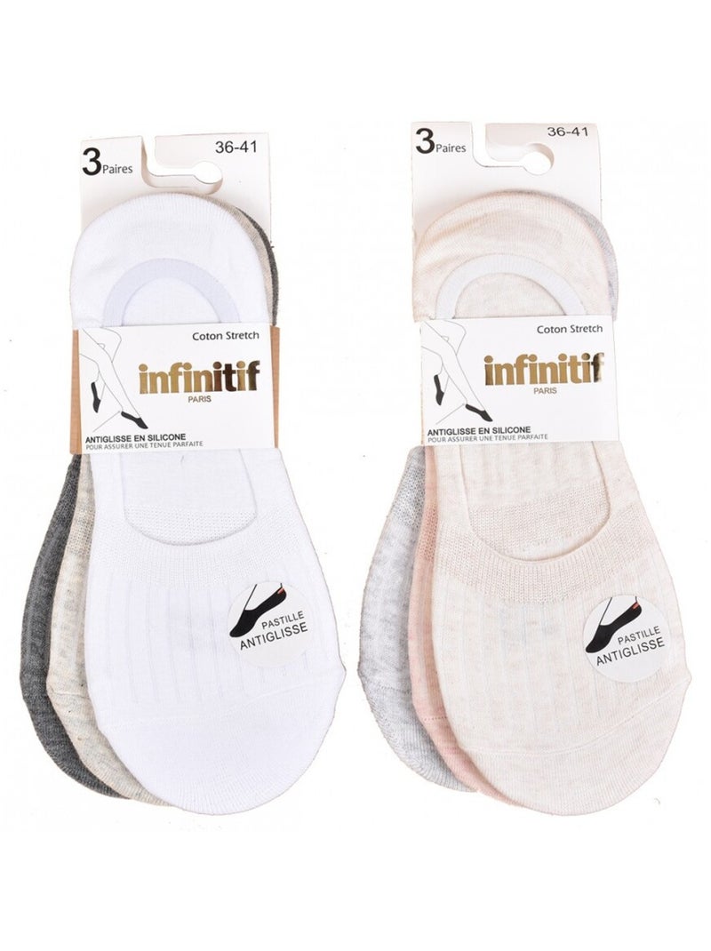 Sokken dames INFINITIF - Set van 6 Grijs Wit Grijs - Kiabi