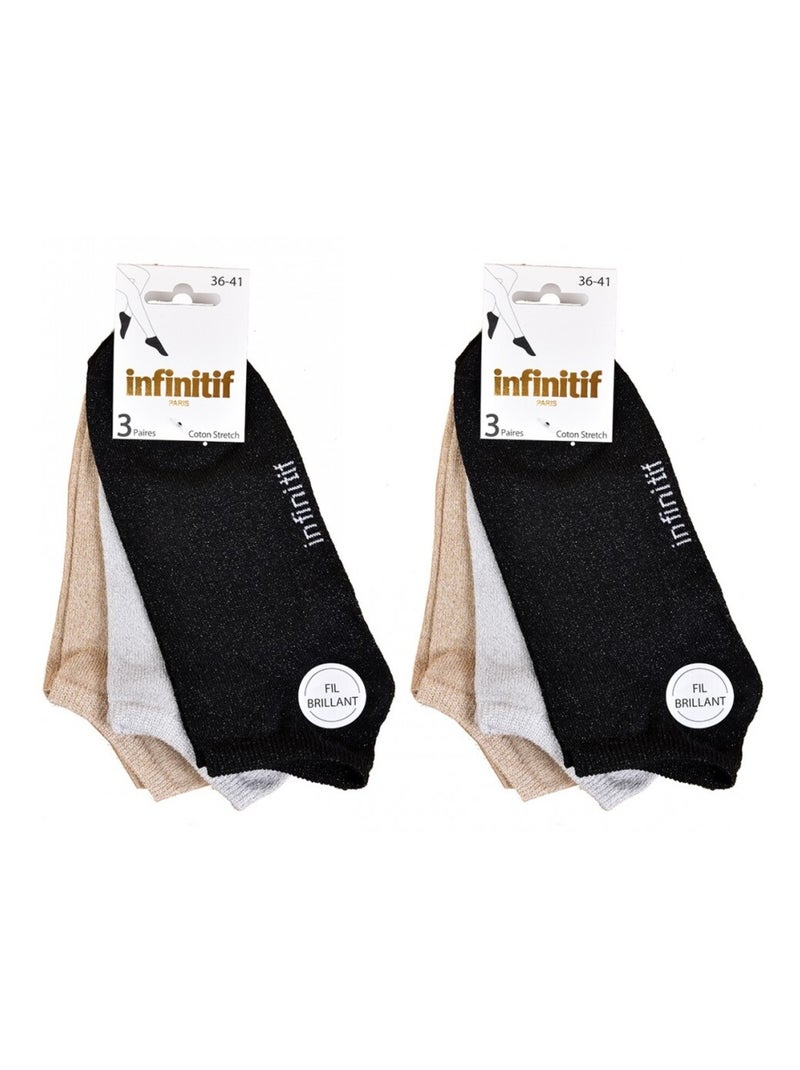 Sokken dames INFINITIF - Set van 6 Zwart Multicolor Grijs - Kiabi