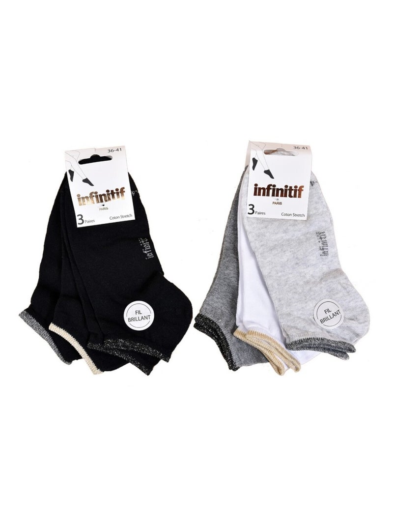 Sokken dames INFINITIF - Set van 6 Zwart Wit Grijs - Kiabi