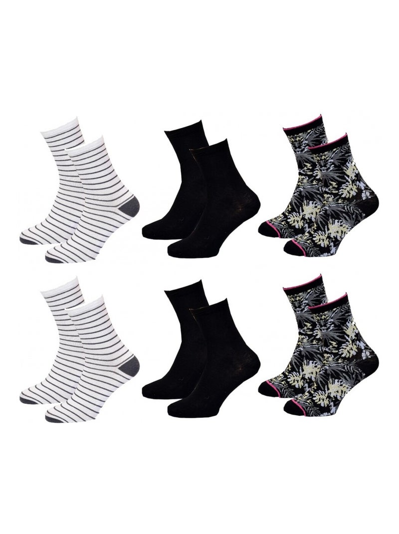 Sokken dames TWINDAY - Set van 8 Zwart Multicolor Zwart - Kiabi