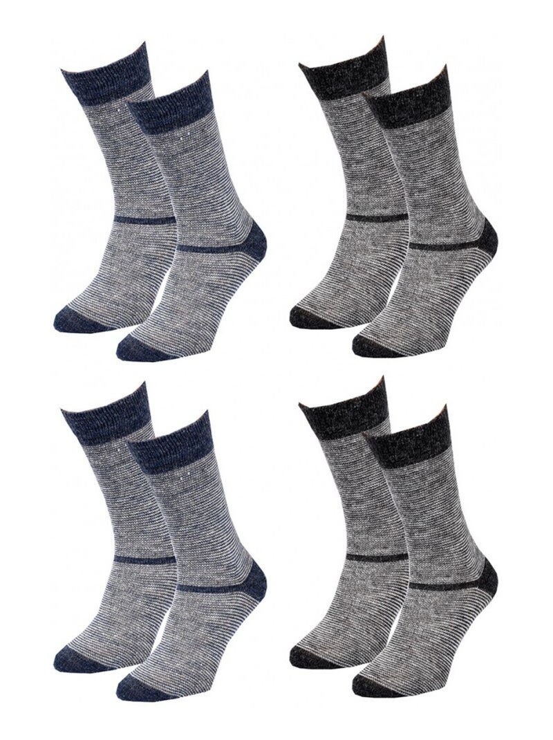 Sokken heren WINTER SOCKS - Set van 4 Blauw Multikleur Grijs - Kiabi