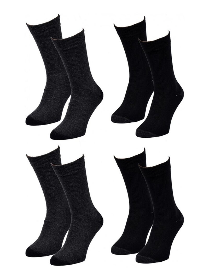 Sokken heren WINTER SOCKS - Set van 4 Zwart Antracietgrijs - Kiabi
