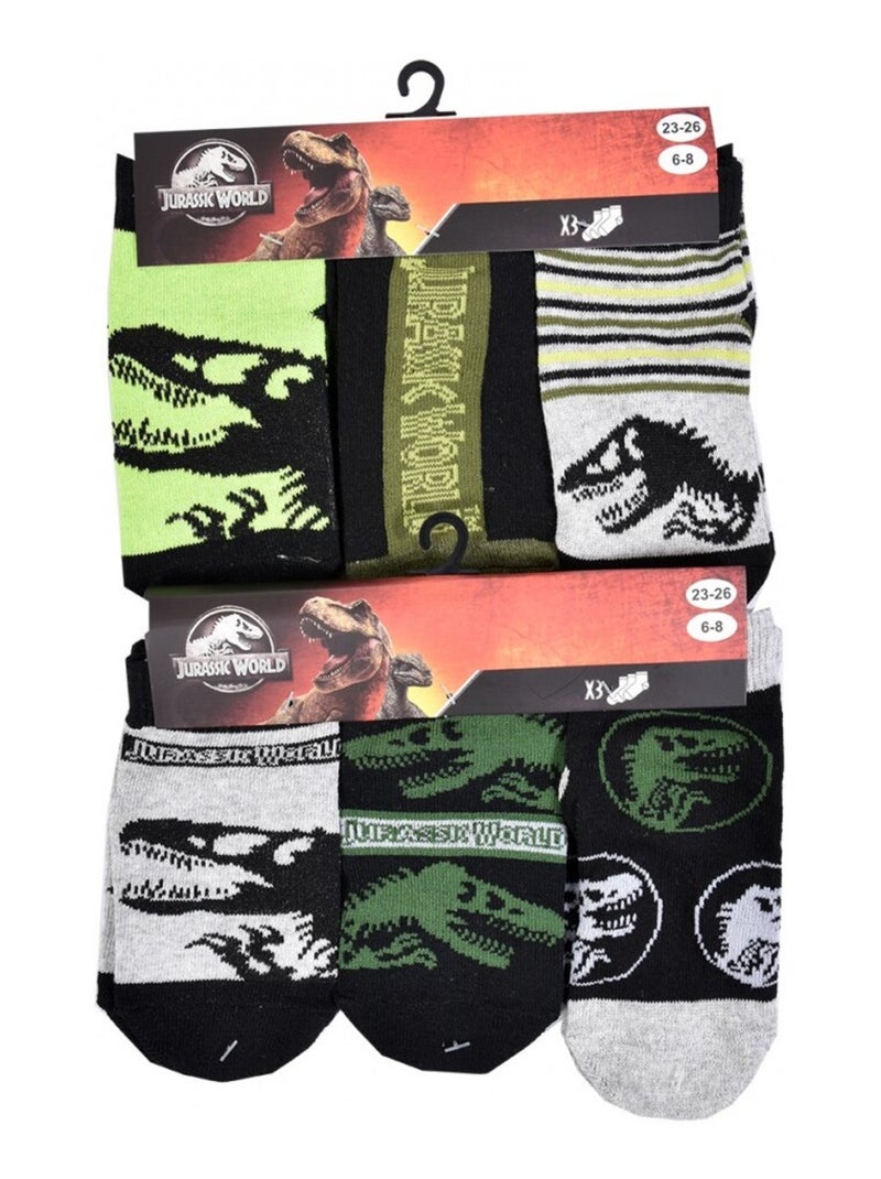 Sokken jongen licentie SET VAN 12 PAAR JURASSIC PARK Lichtgroengrijs Blauw - Kiabi