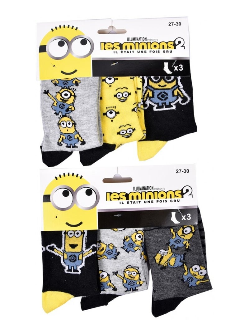 Sokken jongen Licentie SET VAN 12 PAAR MINIONS Zwart Geel Grijs - Kiabi