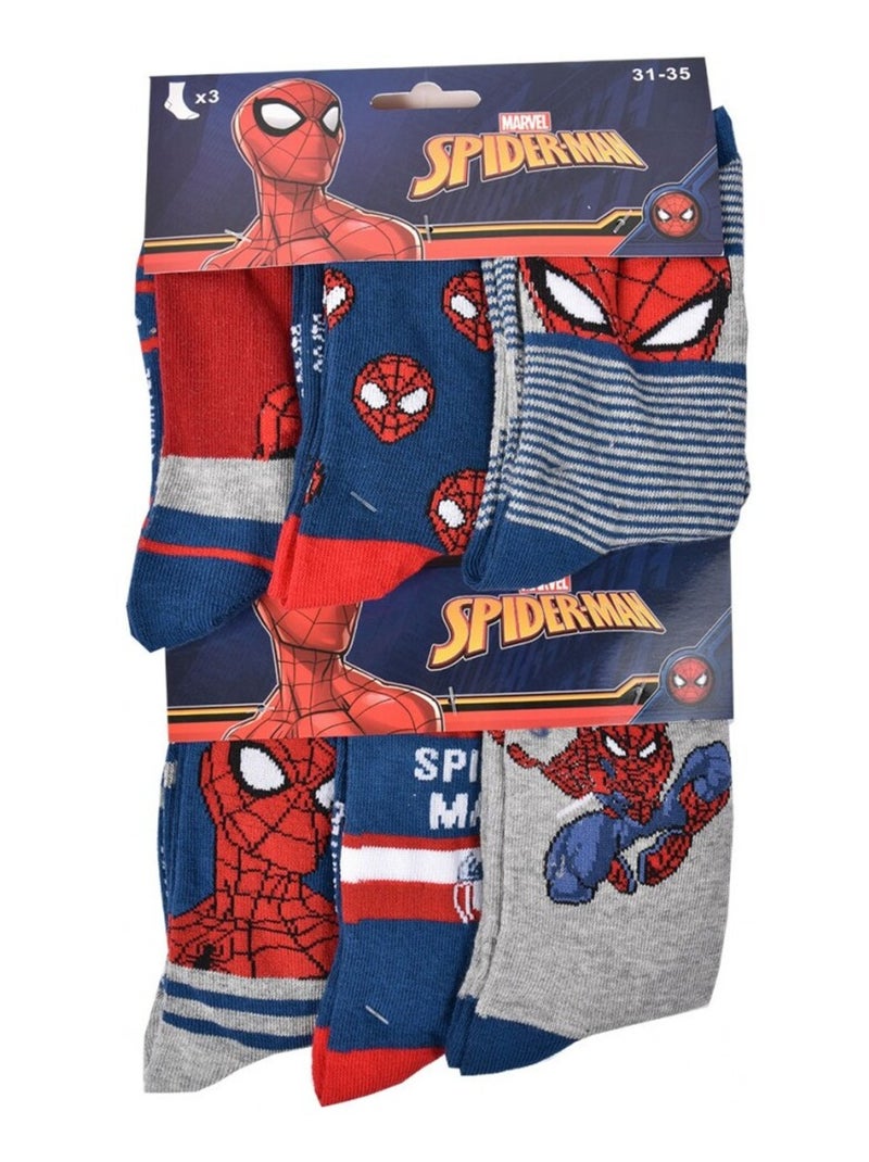 Sokken jongen set van 12 paar SPIDER-MAN Blauw Multikleur Grijs - Kiabi