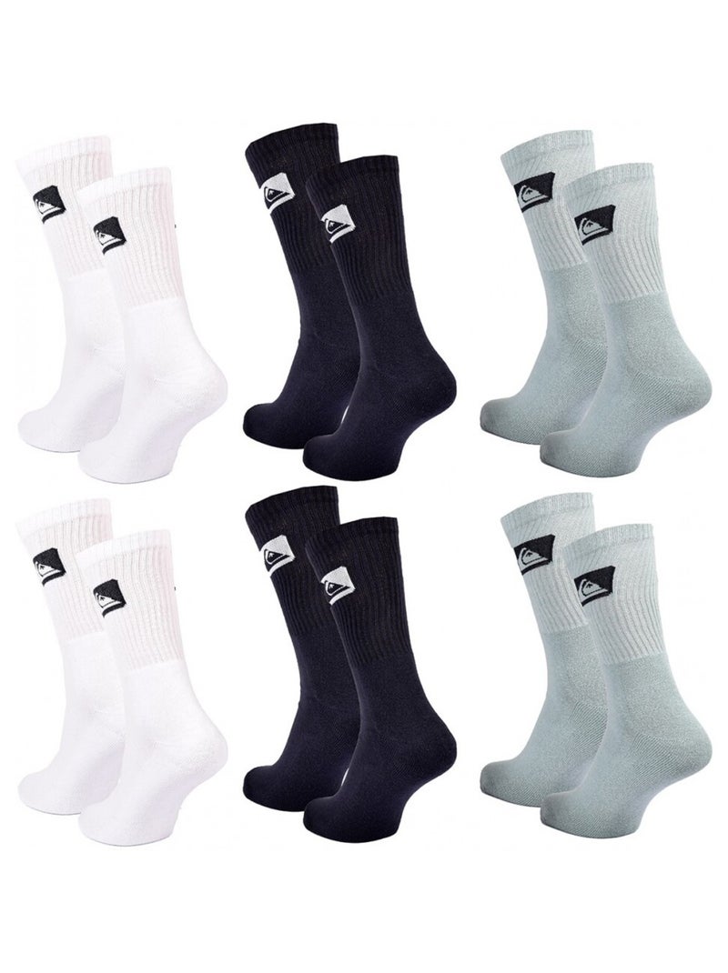 Sokken quiksilver cushioned crew - set van 6 Wit Zwart Blauw - Kiabi