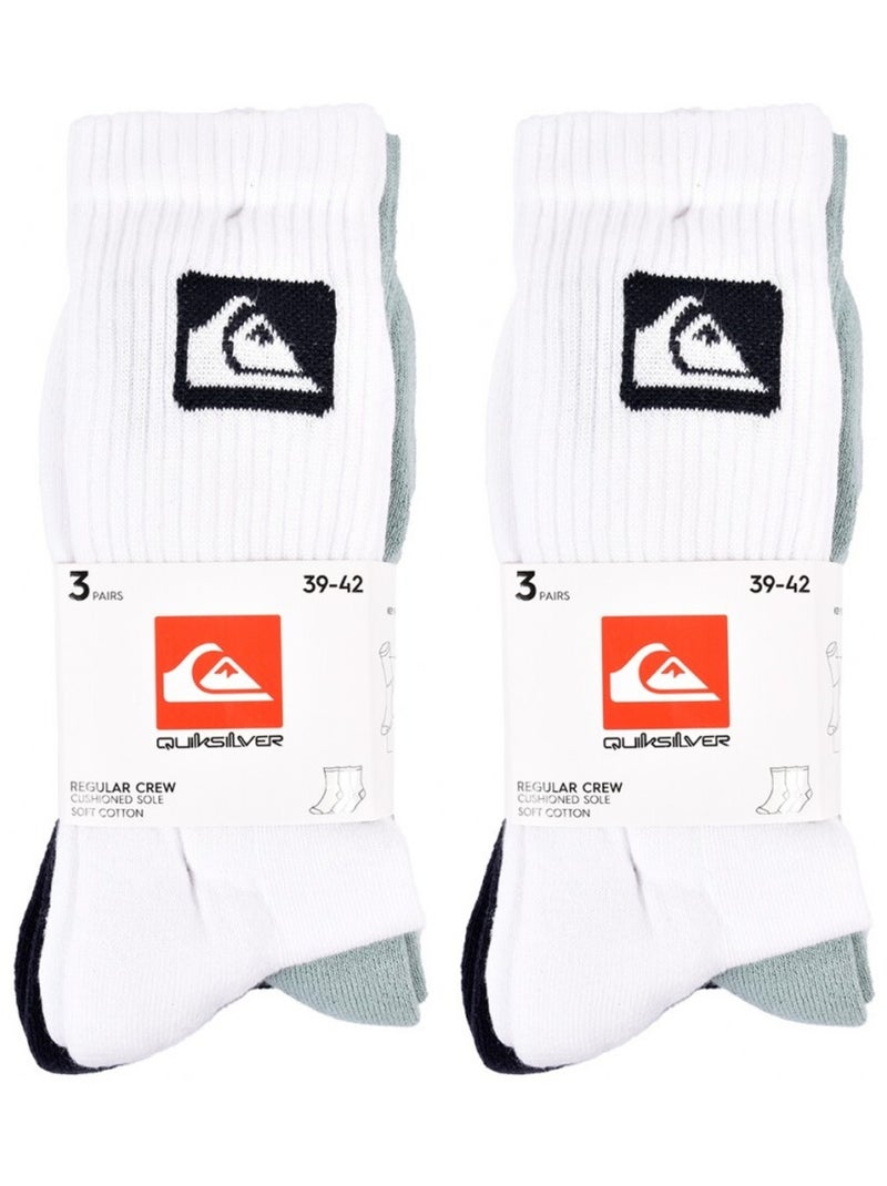 Sokken quiksilver cushioned crew - set van 6 Wit Zwart Blauw - Kiabi