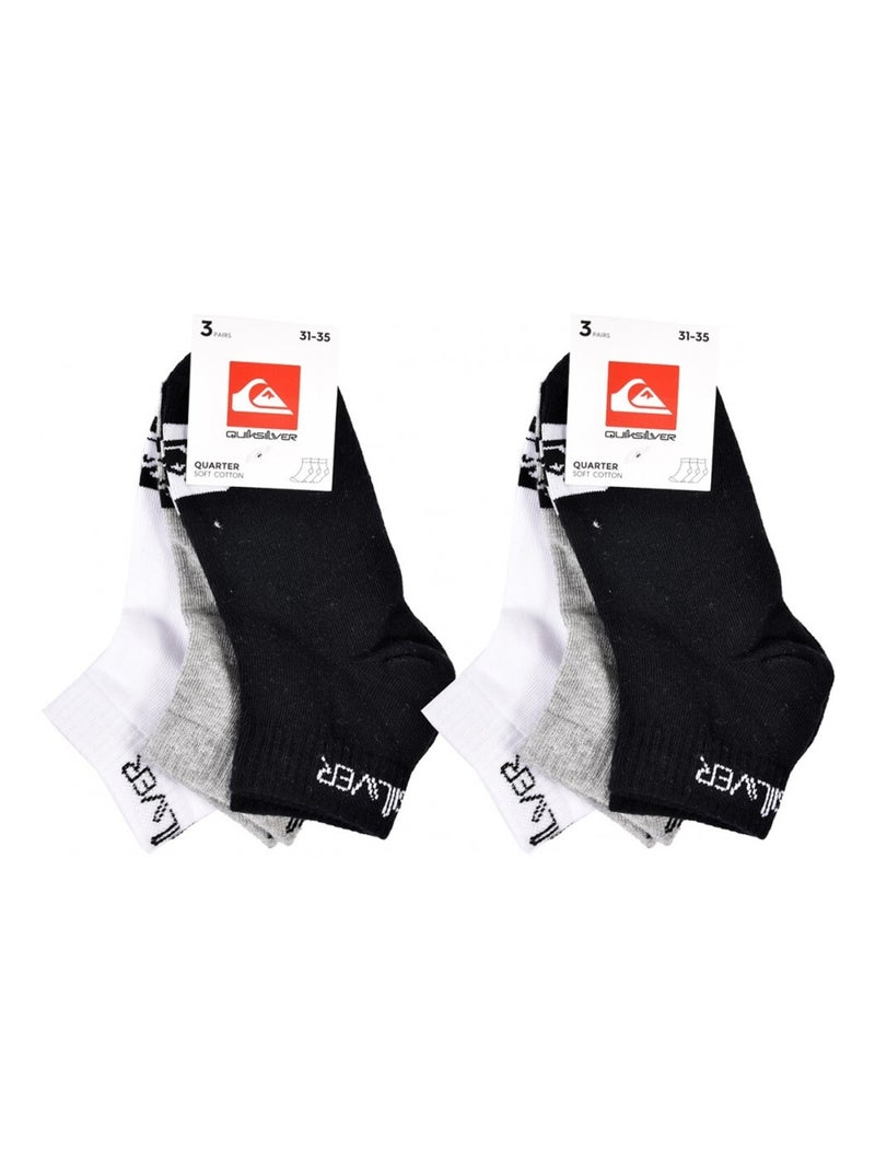 Sokken quiksilver quarter - set van 6 Grijs Wit Zwart - Kiabi