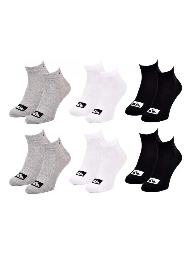 Sokken quiksilver quarter - set van 6 Zwart Grijs Wit - Kiabi
