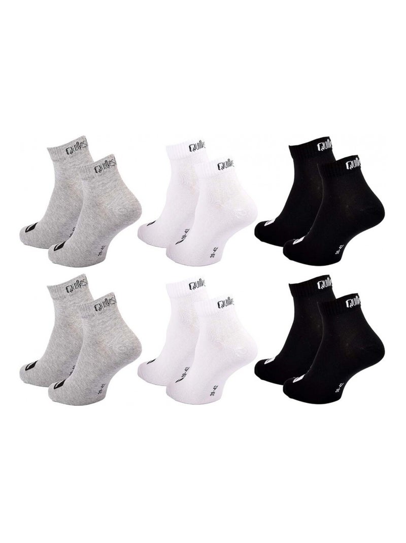 Sokken quiksilver quarter - set van 6 Zwart Grijs Wit - Kiabi