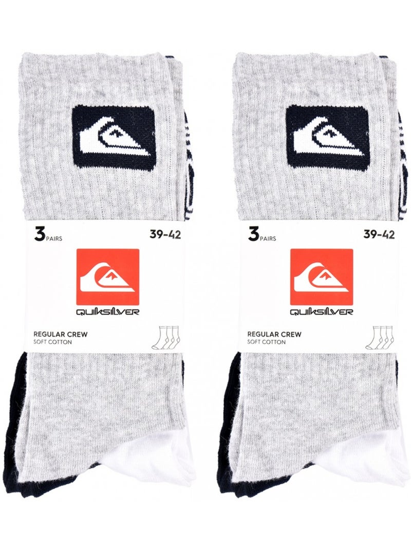 Sokken quiksilver regular fit crew - set van 6 paar Grijs Wit Zwart - Kiabi