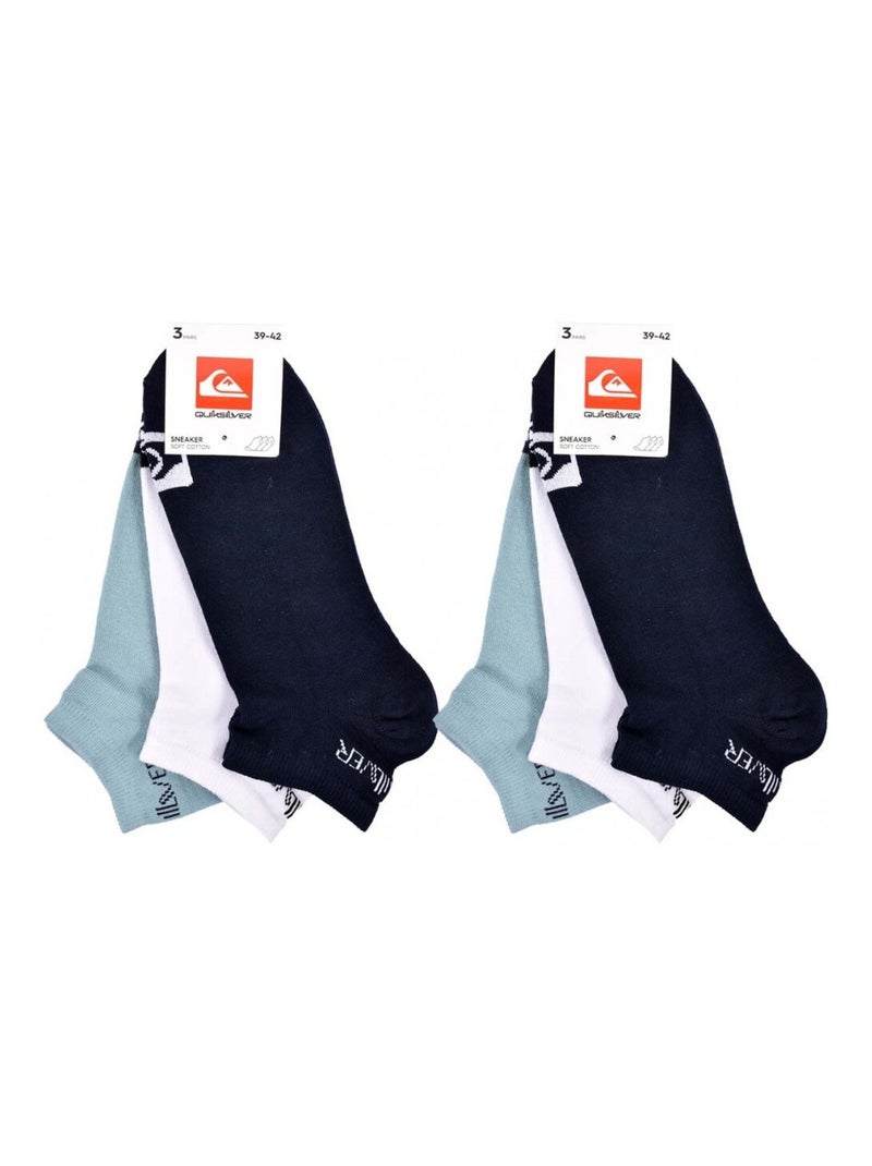Sokken QUIKSILVER SNEAKER - Set van 6 Zwart Wit Blauw - Kiabi