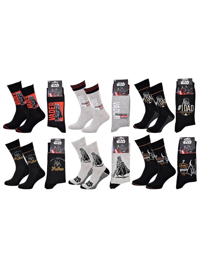 Sokken Set Cadeaux Heren LICENCE - Set van 6 Zwart Grijs Zwart - Kiabi