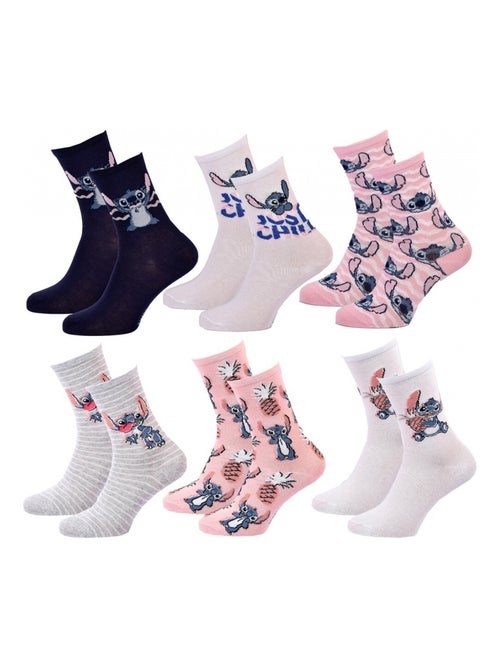 Sokken Set Dames LILO EN STITCH - Set van 6 - Kiabi Sokken Set Dames LILO EN STITCH - Set van 6 - Kiabi