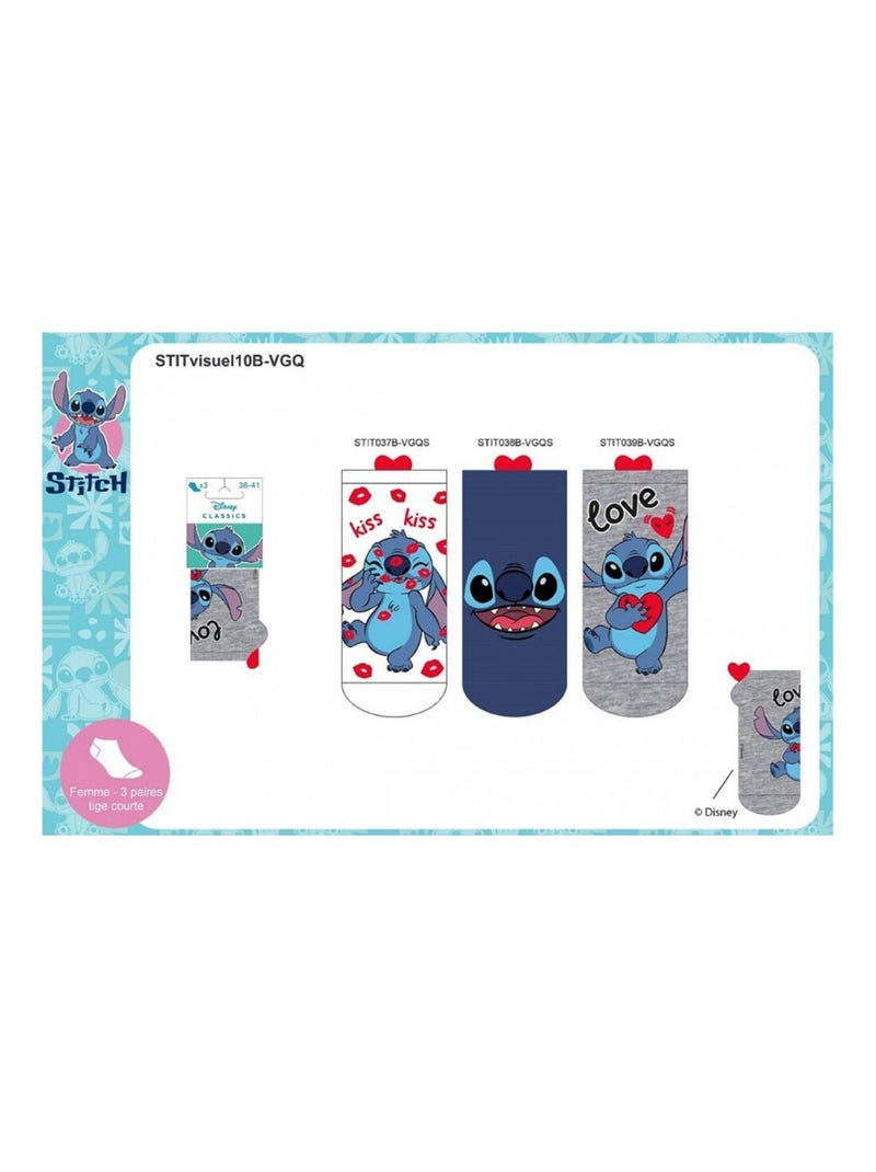 Sokken Set Dames LILO EN STITCH - Set van 6 Grijs Wit Blauw - Kiabi